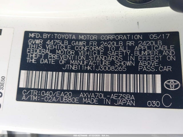 JTNB11HK1J3008265 Toyota a25a-fks