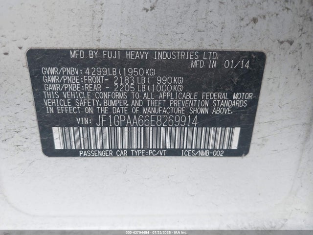 JF1GPAA66E8269914 Subaru 2014
