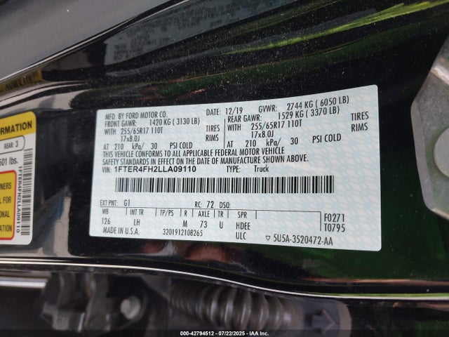 Ford 2020 2020 1FTER4FH2LLA09110 Image 9