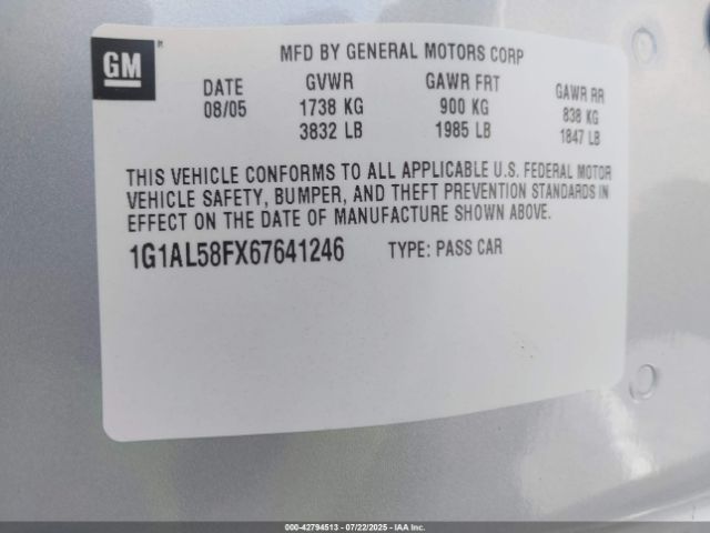 2006 CHEVROLET COBALT 1G1AL58FX67641246 Photo 8
