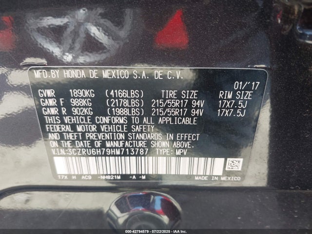 3CZRU6H79HM713787 Honda r18z9
