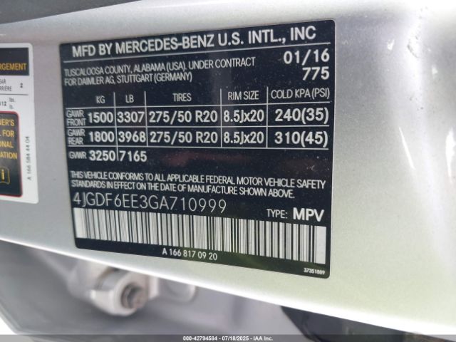 2016 MERCEDES-BENZ GL 450 4JGDF6EE3GA710999 Photo 8