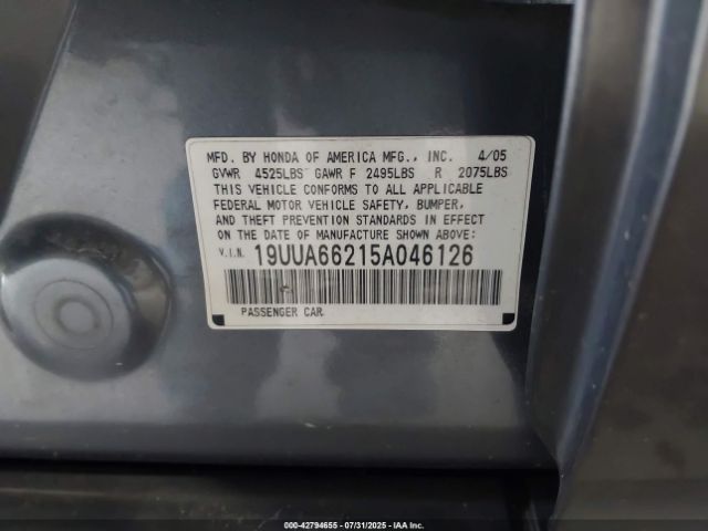 2005 ACURA TL 19UUA66215A046126 Photo 8