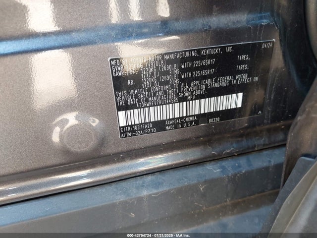 4T3RWRFV7RU144585 Toyota a25a-fxs