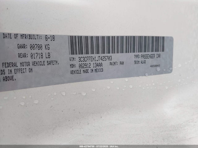 Fiat 500 2018 3C3CFFEH1JT425703 Image 9