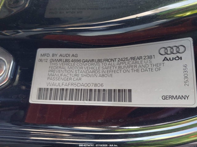 2013 AUDI A5 WAULFAFR5DA007806 Photo 8