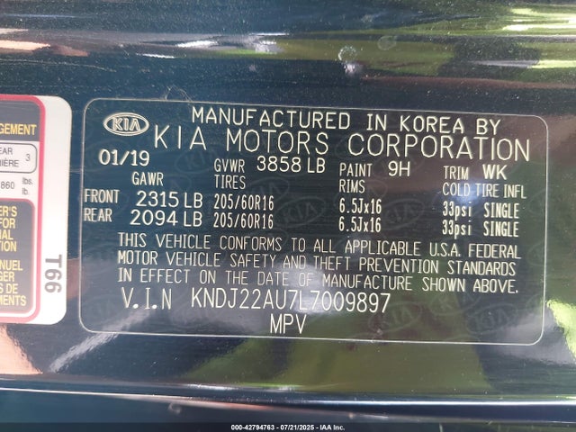 KNDJ22AU7L7009897 KIA mpi nu