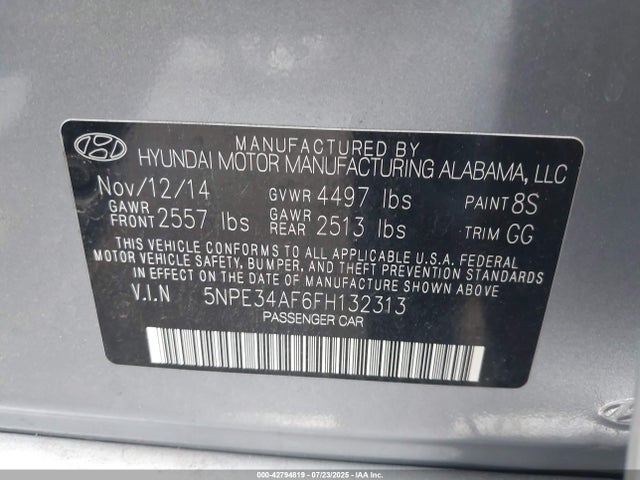 5NPE34AF6FH132313 Hyundai dohc gdi theta-ii