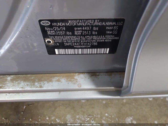 5NPE24AF7FH142786 Hyundai dohc gdi theta-ii