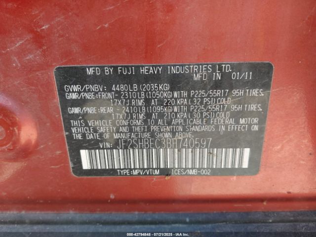 2011 SUBARU FORESTER JF2SHBEC3BH740597 Photo 8