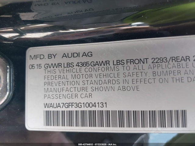 WAUA7GFF3G1004131 Audi A3