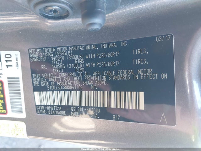 5TDKZ3DC8HS841108 Toyota 2gr-fks