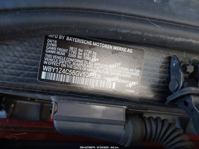 WBY1Z4C56GV507506 BMW 2016