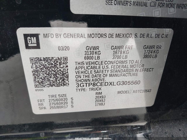 3GTP8CEDXLG305560 GMC l84 - di, dfm, alum, gen 5, var 2