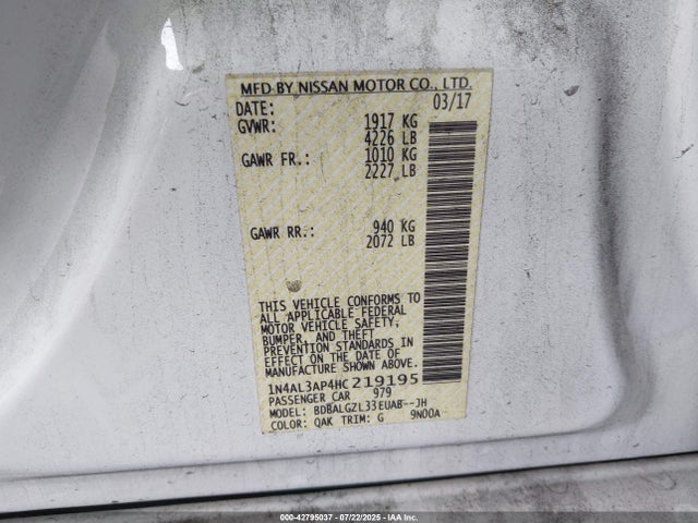 1N4AL3AP4HC219195 Nissan Altima