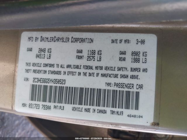 2000 CHRYSLER 300M 2C3HE66G5YH350523 Photo 8