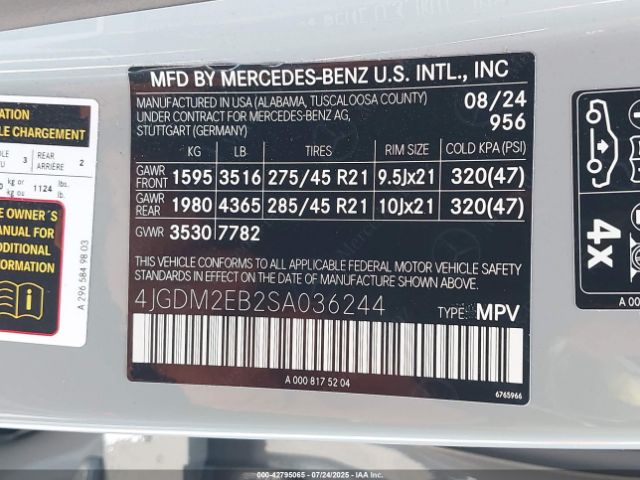 2025 MERCEDES-BENZ EQS 450 SUV 4JGDM2EB2SA036244 Photo 8