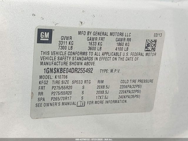 2013 CHEVROLET TAHOE 1GNSKBE04DR255492 Photo 8