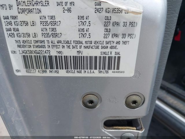 2006 JEEP LIBERTY 1J4GK58KX6W221472 Photo 8
