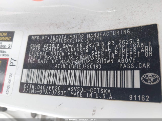 Toyota 2ar-fe 2014 4T1BF1FK1EU790183 Image 9
