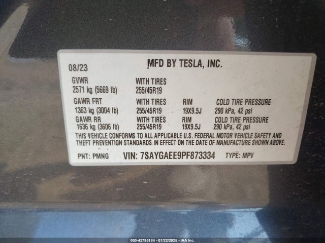 2023 TESLA MODEL Y 7SAYGAEE9PF873334 Photo 8