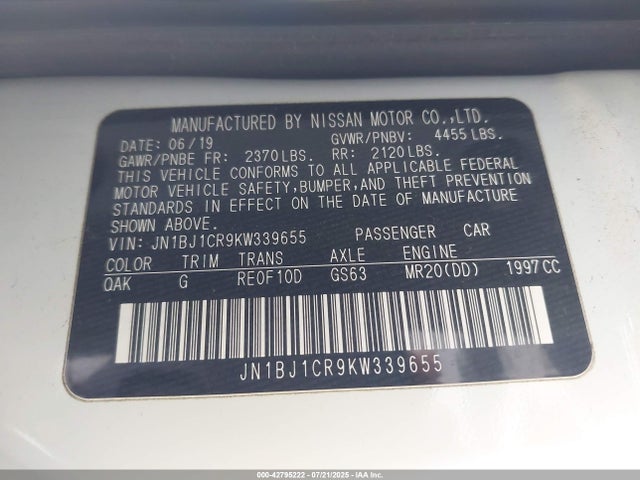 JN1BJ1CR9KW339655 Nissan 2019