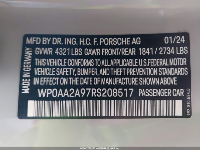 2024 PORSCHE 911 WP0AA2A97RS208517 Photo 8