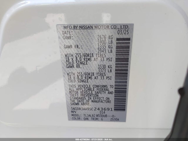 Nissan 2025 2025 5N1DR3AA9SC243691 Image 9