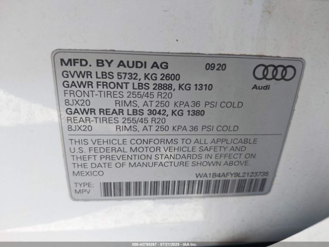 2020 AUDI SQ5 WA1B4AFY9L2123735 Photo 8