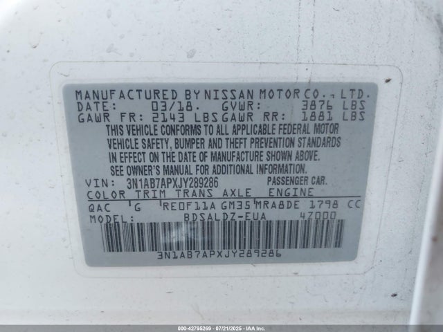 3N1AB7APXJY289286 Nissan 2018