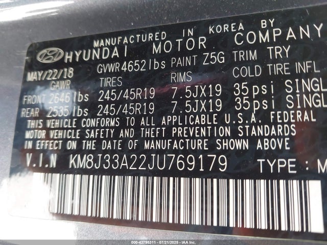 KM8J33A22JU769179 Hyundai t-gdi gamma