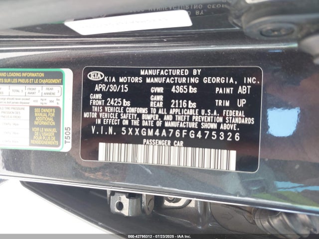 KIA dohc gdi theta ii 2015 5XXGM4A76FG475326 Image 9