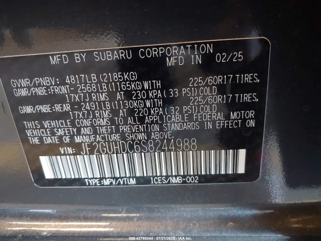 Subaru na 2025 JF2GUHDC6S8244988 Image 9