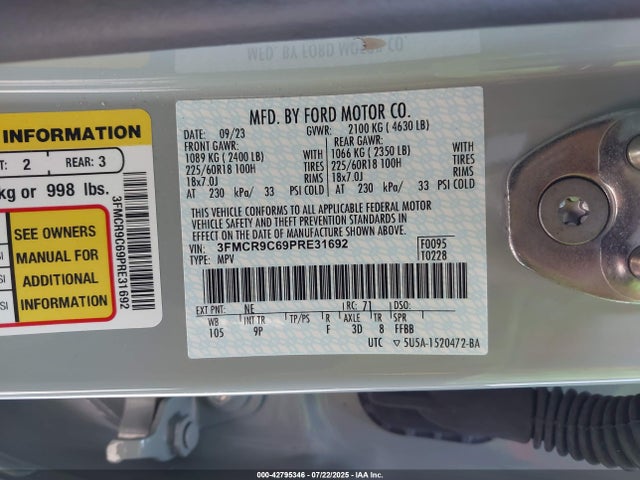 3FMCR9C69PRE31692 Ford dragon