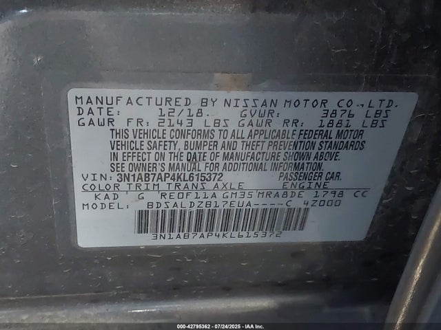 Nissan 2019 2019 3N1AB7AP4KL615372 Image 9