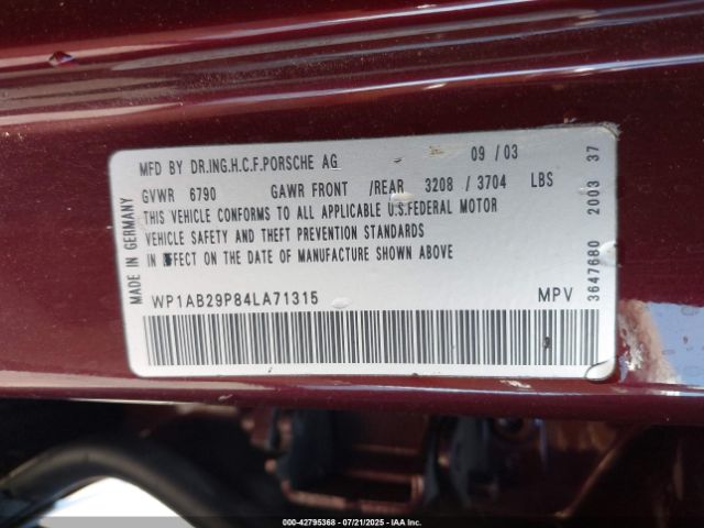 2004 PORSCHE CAYENNE WP1AB29P84LA71315 Photo 8