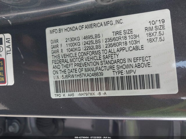 5J6RW1H57KA048839 Honda l15be