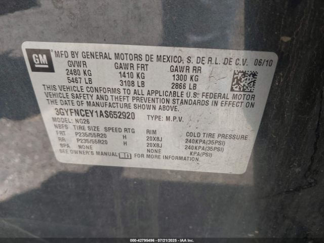 2010 CADILLAC SRX 3GYFNCEY1AS652920 Photo 8