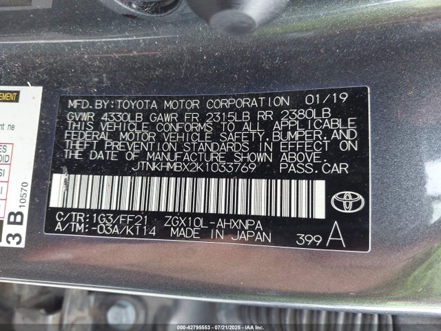 JTNKHMBX2K1033769 Toyota 3zr-fae
