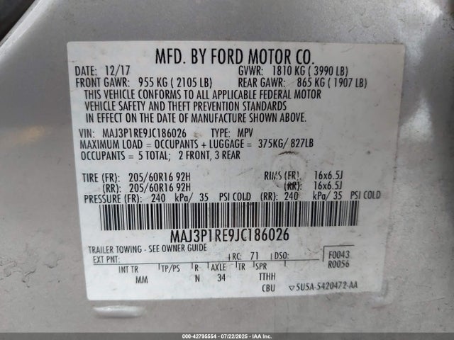 MAJ3P1RE9JC186026 Ford 2018
