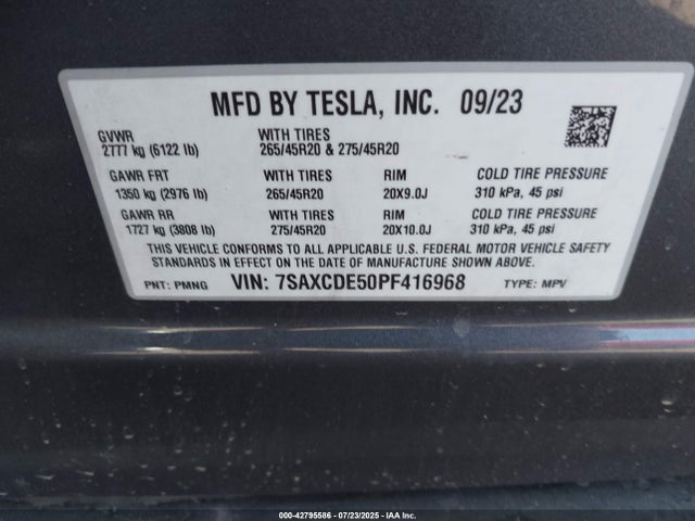 Tesla 2023 2023 7SAXCDE50PF416968 Image 9