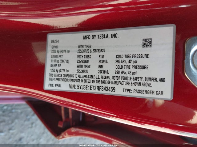 2024 TESLA MODEL 3 5YJ3E1ET2RF843459 Photo 8
