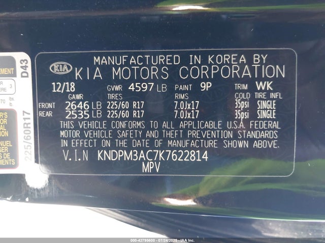 KIA gdi theta ii 2019 KNDPM3AC7K7622814 Image 9