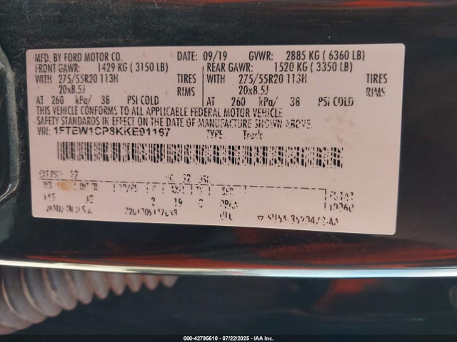 1FTEW1CP8KKE91167 Ford 2.7l-4v
