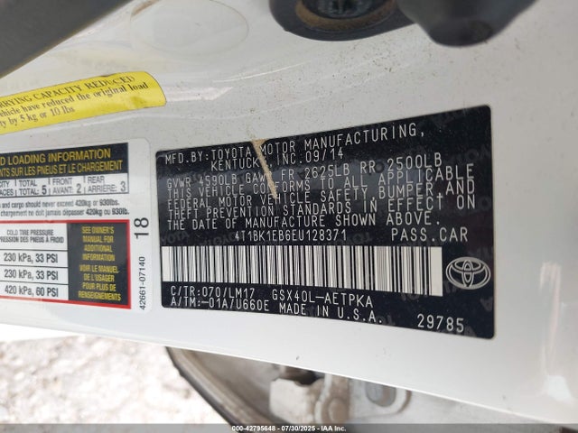 4T1BK1EB6EU128371 Toyota 2gr-fe