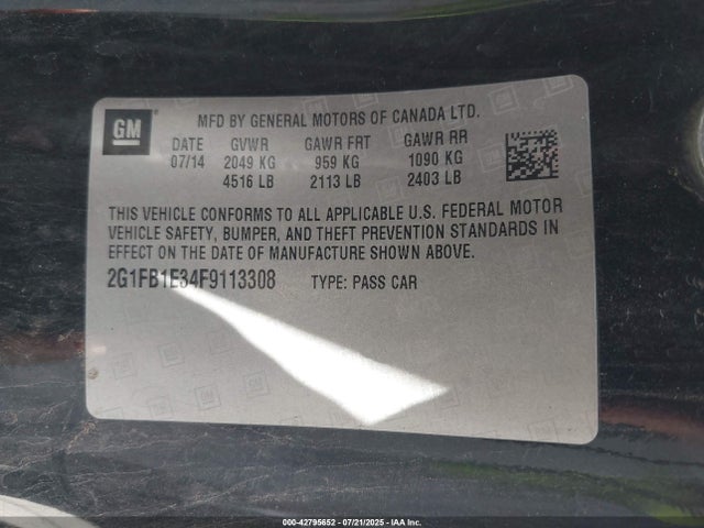 Chevrolet lfx 2015 2G1FB1E34F9113308 Image 9