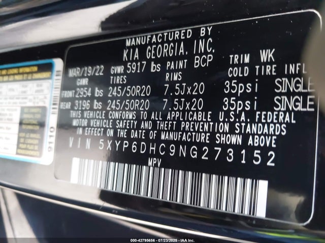 5XYP6DHC9NG273152 KIA Telluride S