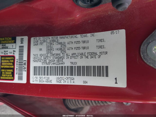 5TFRW5F14HX226449 Toyota 3ur-fbe