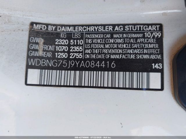 2000 MERCEDES-BENZ S 500 WDBNG75J9YA084416 Photo 8