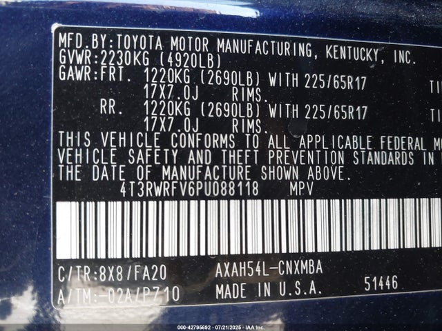 4T3RWRFV6PU088118 Toyota a25a-fxs, 3nm+4nm(ni)